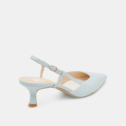 Odela Ice Blue Leather Heels - ICE BLUE LEATHER