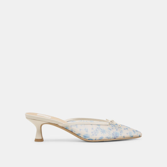 Cleo Blue Floral Mesh Heels - BLUE FLORAL MESH