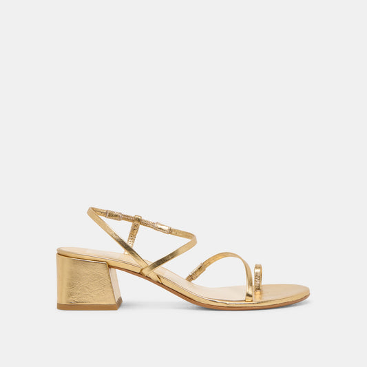 Trini Gold Leather Heels - GOLD LEATHER