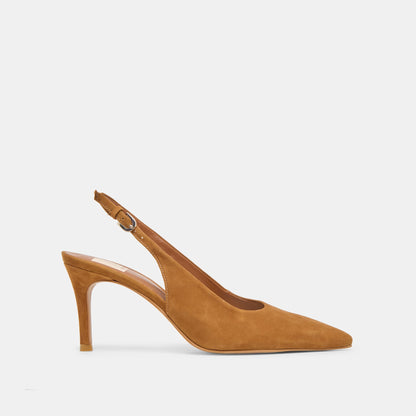 Elasi Brown Nubuck Heels - BROWN NUBUCK
