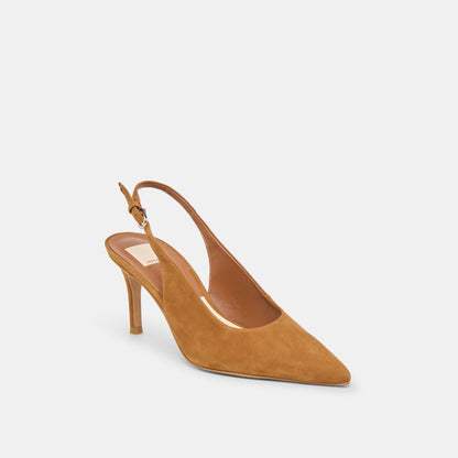 Elasi Brown Nubuck Heels - BROWN NUBUCK