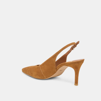 Elasi Brown Nubuck Heels - BROWN NUBUCK
