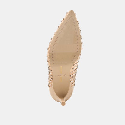 Kashe Pearl Blush Lace Mesh Heels - BLUSH LACE MESH