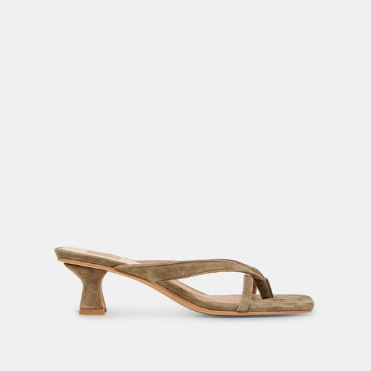 Brevel Olive Suede Heels - OLIVE SUEDE