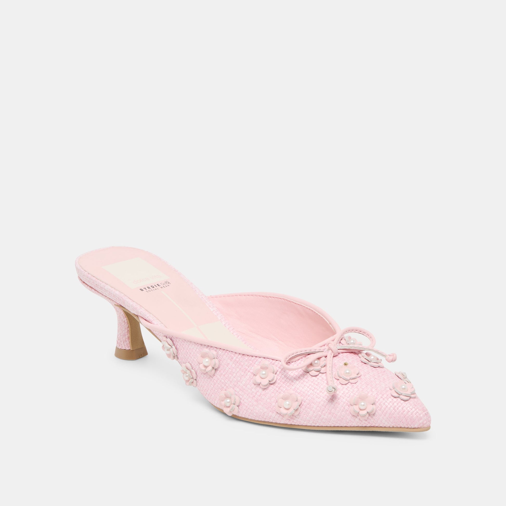 Camilo X Byrdie Golf Pink Raffia Wide Heels - PINK RAFFIA