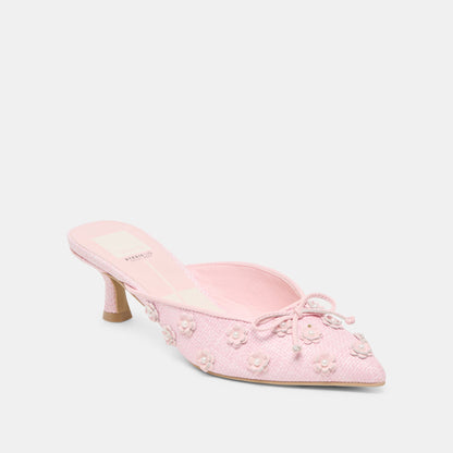 Camilo X Byrdie Golf Pink Raffia Wide Heels - PINK RAFFIA