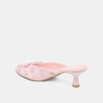 Camilo X Byrdie Golf Pink Raffia Wide Heels - PINK RAFFIA