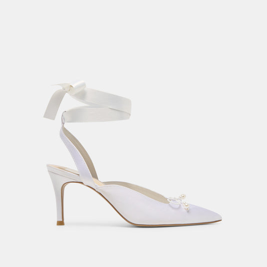 Efora True White Satin Heels - TRUE WHITE SATIN