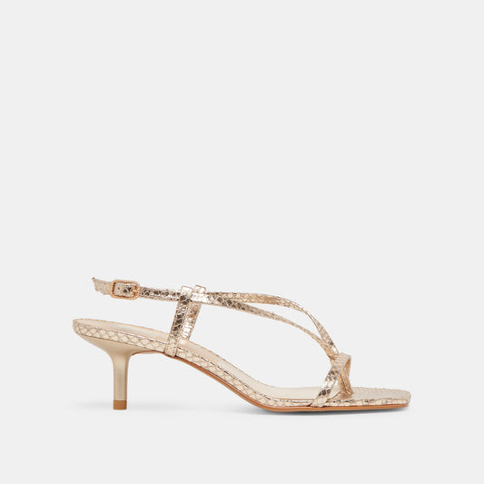 LAURY HEELS CHAMPAGNE EMBOSSED LEATHER - CHAMPAGNE EMBOSSED LEATHER