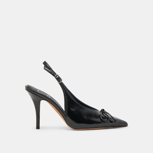 GEENA HEELS BLACK LEATHER - BLACK LEATHER