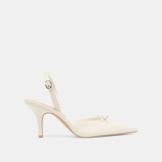 Hamya White Leather Heels - WHITE LEATHER