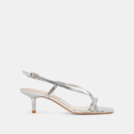 LAURY HEELS SILVER EMBOSSED LEATHER - SILVER EMBOSSED LEATHER