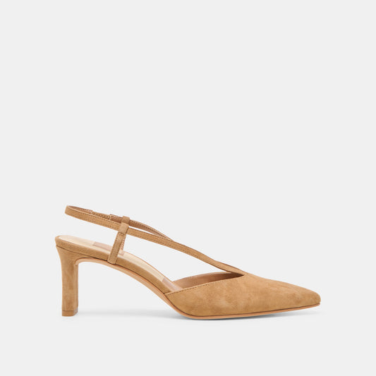 Ginay Lt Brown Suede Heels - LT BROWN SUEDE