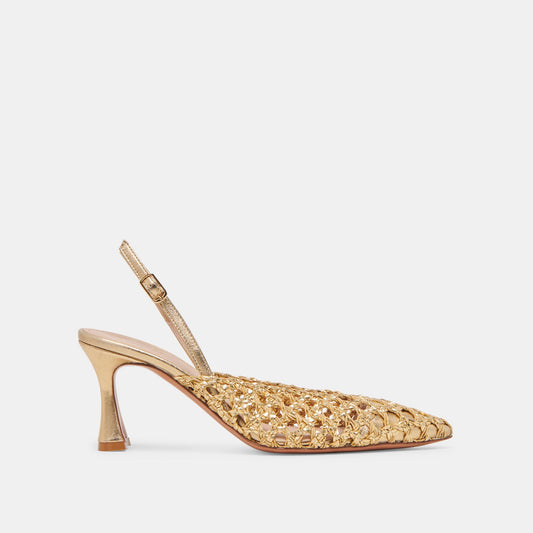 GLORIA HEELS GOLD WOVEN - GOLD WOVEN