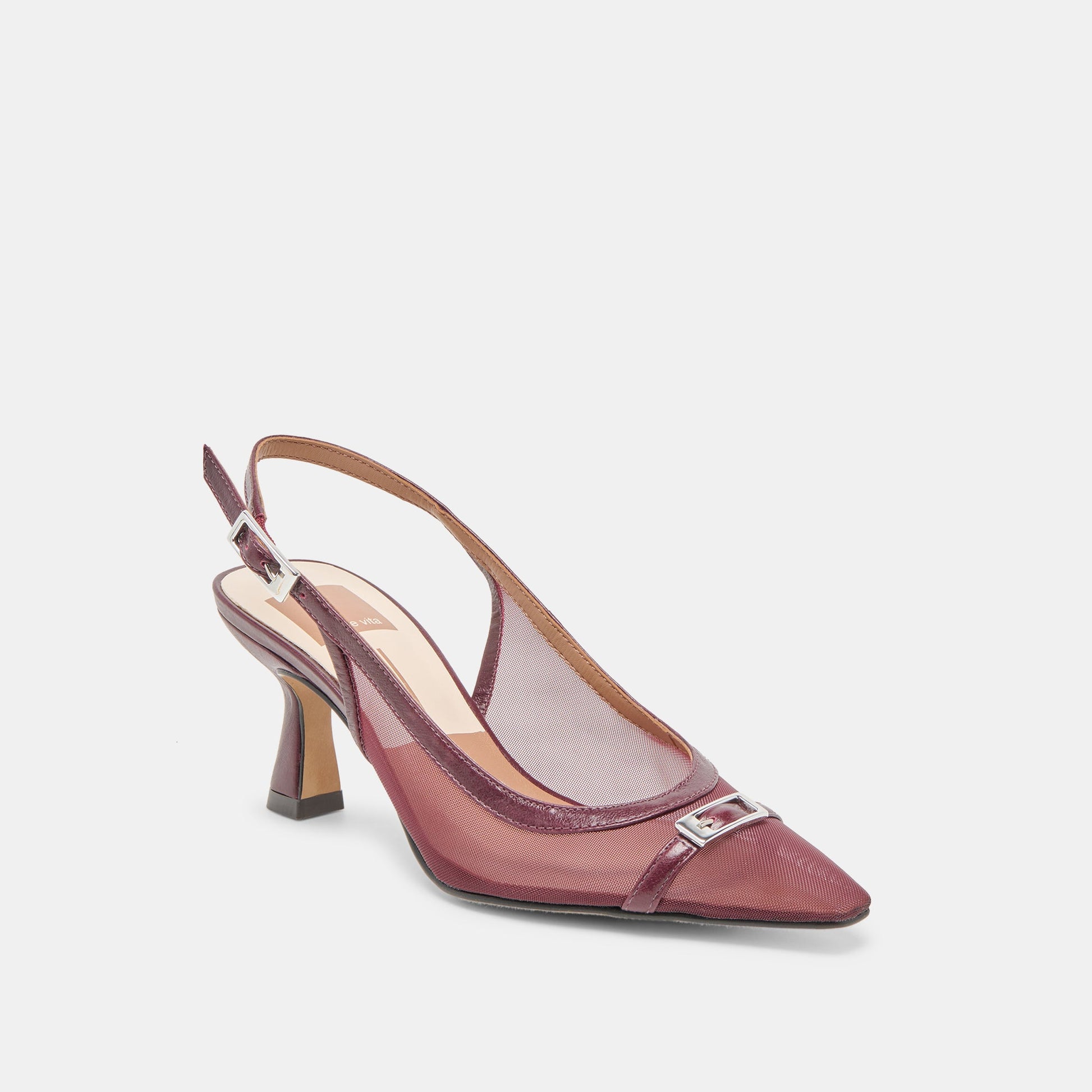 Lorine Burgundy Mesh Heels - BURGUNDY MESH