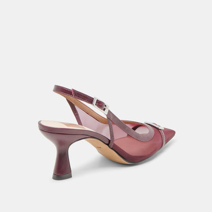 Lorine Burgundy Mesh Heels - BURGUNDY MESH