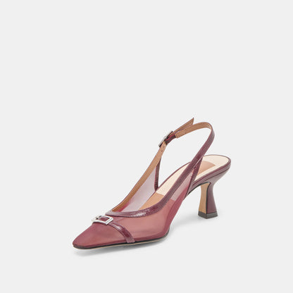 Lorine Burgundy Mesh Heels - BURGUNDY MESH
