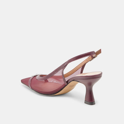 Lorine Burgundy Mesh Heels - BURGUNDY MESH