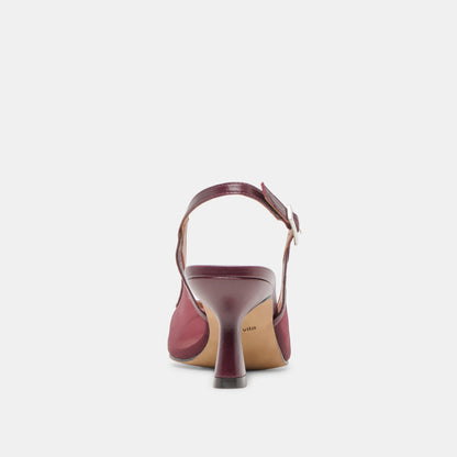 Lorine Burgundy Mesh Heels - BURGUNDY MESH