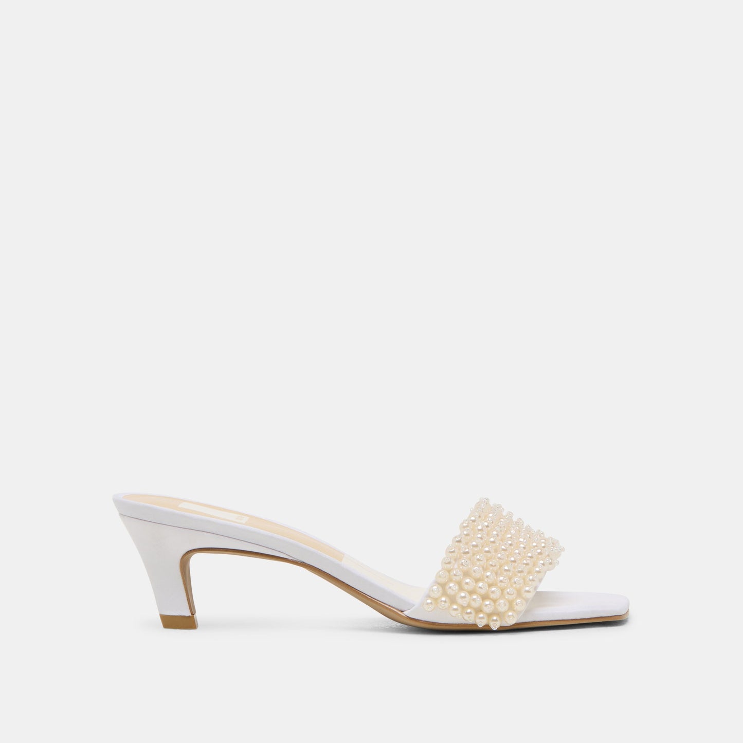 Rexa Pearl Off White Satin Heels - OFF WHITE SATIN