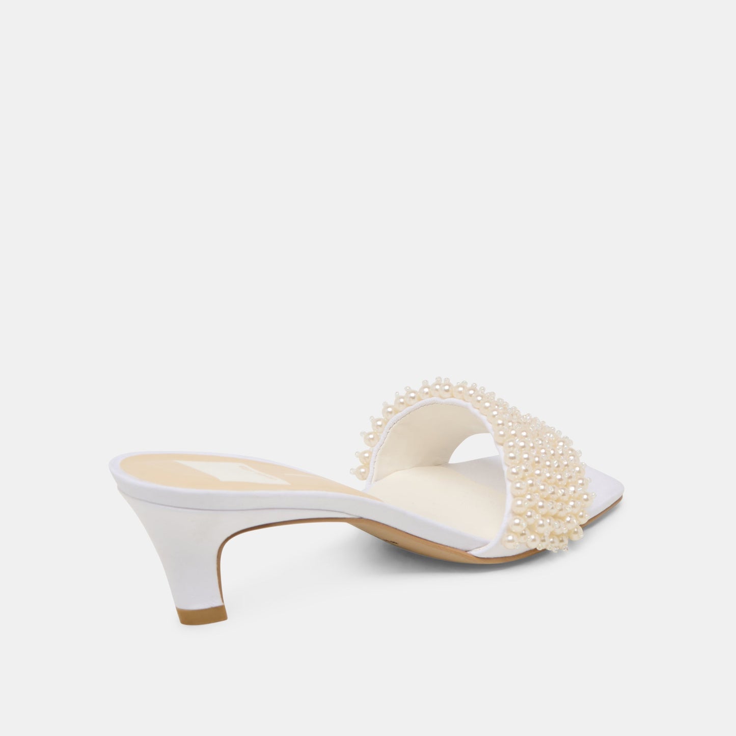 Rexa Pearl Off White Satin Heels - OFF WHITE SATIN
