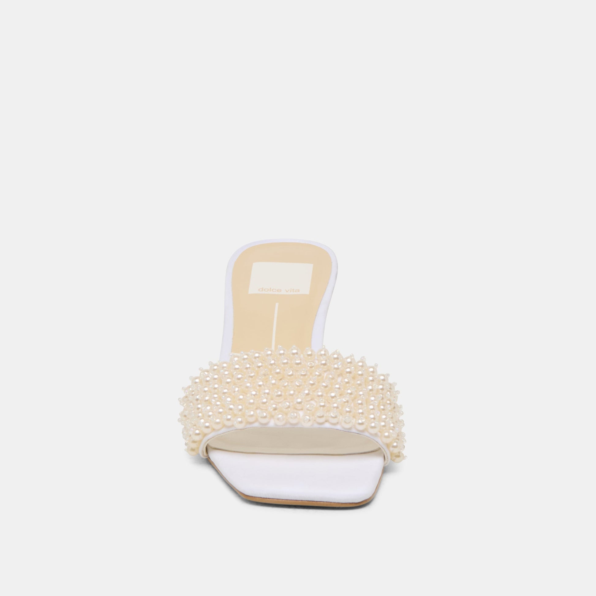 Rexa Pearl Off White Satin Heels - OFF WHITE SATIN