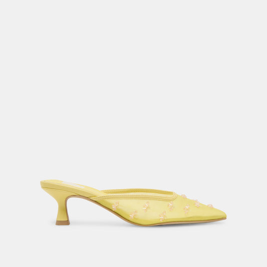 CLARA WIDE HEELS LEMON MESH - LEMON MESH