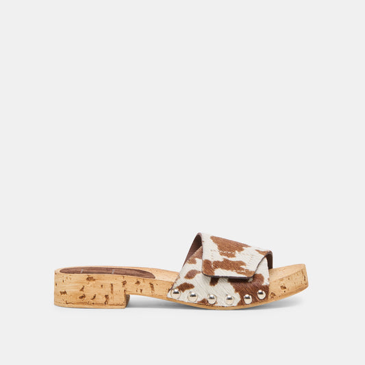 Sandy Cocoa Taurus Calf Hair Sandals - COCOA TAURUS CALF HAIR
