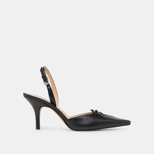 Hamya Black Leather Heels - BLACK LEATHER