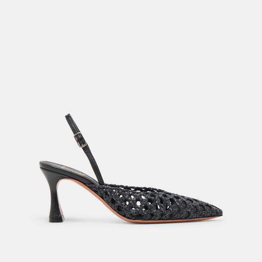 GLORIA HEELS BLACK WOVEN - BLACK WOVEN