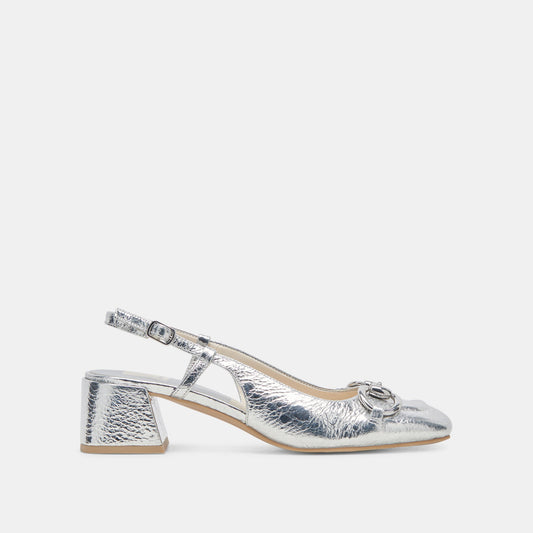 MELLI HEELS SILVER DISTRESSED LEATHER - SILVER DISTRESSED LEATHER