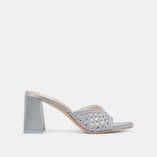 MARGOE HEELS LIGHT BLUE WOVEN SATIN - LIGHT BLUE WOVEN SATIN