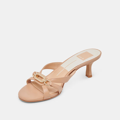 LERAH HEELS CAFE EMBOSSED LEATHER - CAFE EMBOSSED LEATHER