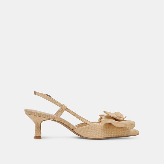 ODELA BOW HEELS NATURAL WOVEN RAFFIA - NATURAL WOVEN RAFFIA