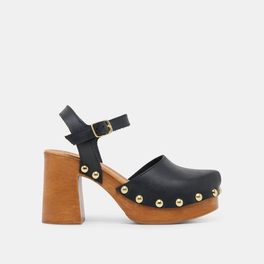 CLOVER HEELS BLACK LEATHER - BLACK LEATHER