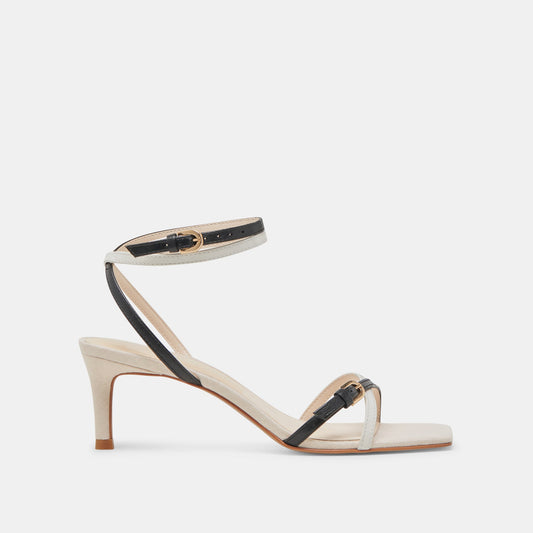 BAMBY HEELS WHITE BLACK LEATHER - WHITE BLACK LEATHER