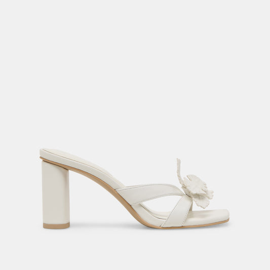 Nikil White Leather Heels - WHITE LEATHER