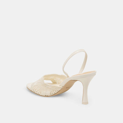 LARRA HEELS WHITE CROCHET - WHITE CROCHET