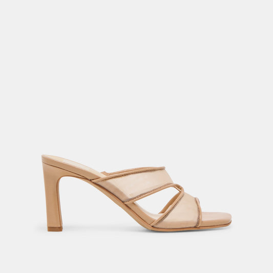 Gitel Light Tan Mesh Heels - LIGHT TAN MESH