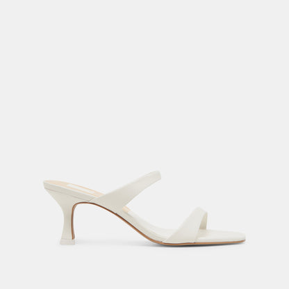 Genora White Leather Heels - WHITE LEATHER