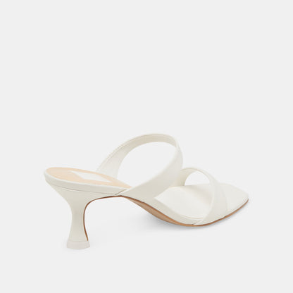 Genora White Leather Heels - WHITE LEATHER