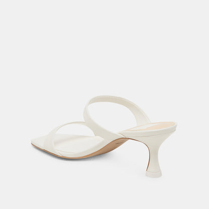 Genora White Leather Heels - WHITE LEATHER