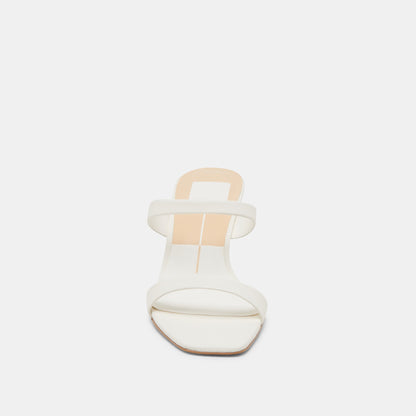 Genora White Leather Heels - WHITE LEATHER