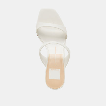 Genora White Leather Heels - WHITE LEATHER