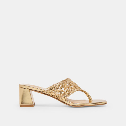 Barlo Gold Woven Stella Heels - GOLD WOVEN STELLA
