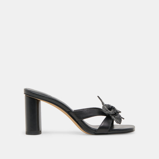 Nikil Black Leather Heels - BLACK LEATHER