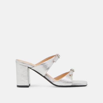 SHANE HEELS SILVER METALLIC LEATHER - SILVER METALLIC LEATHER