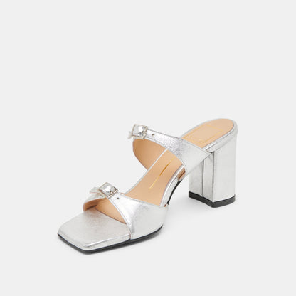 SHANE HEELS SILVER METALLIC LEATHER - SILVER METALLIC LEATHER