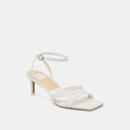 BECKI WIDE HEELS TRUE WHITE LEATHER - TRUE WHITE LEATHER