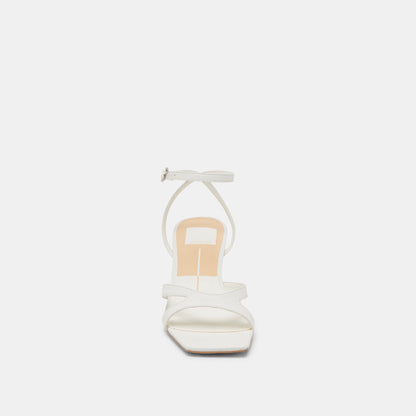 BECKI WIDE HEELS TRUE WHITE LEATHER - TRUE WHITE LEATHER